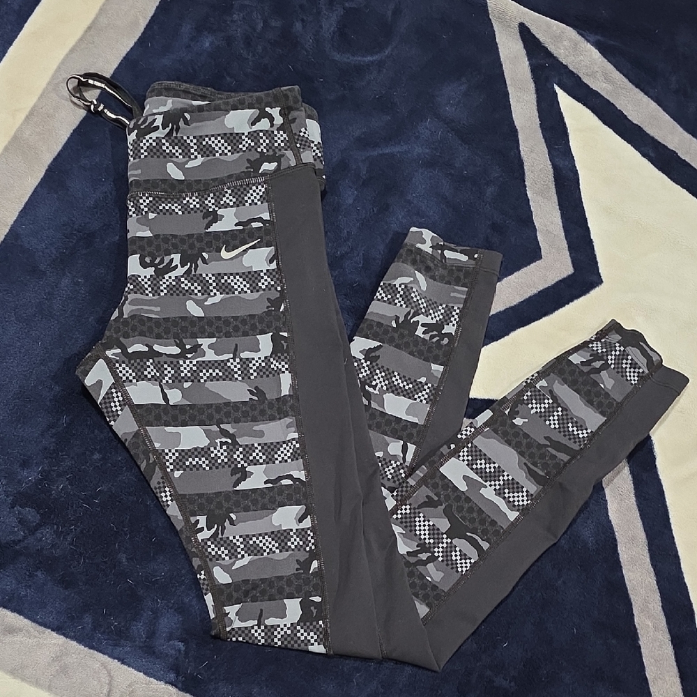 Nike Gray and Black Camo Leggings